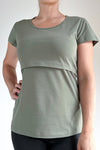 Majica za dojenje - olivno zelena - kratek rokav