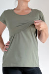 Majica za dojenje - olivno zelena - kratek rokav