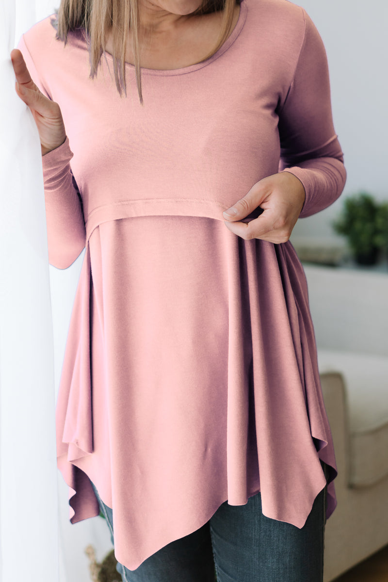 Tunika za dojenje in nosečnost - puder roza