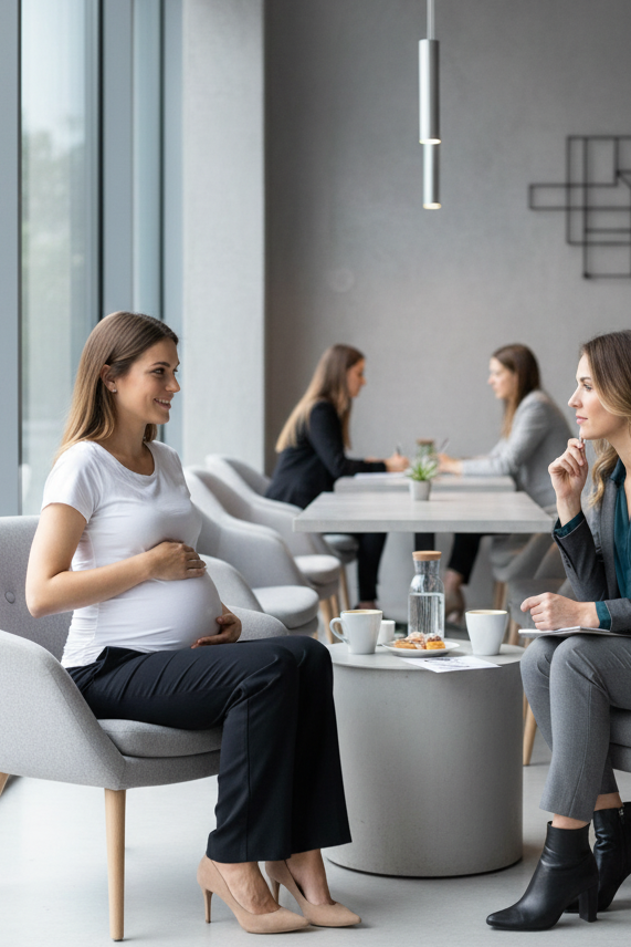 Elegantne nosečniške  hlače - raven kroj - črne