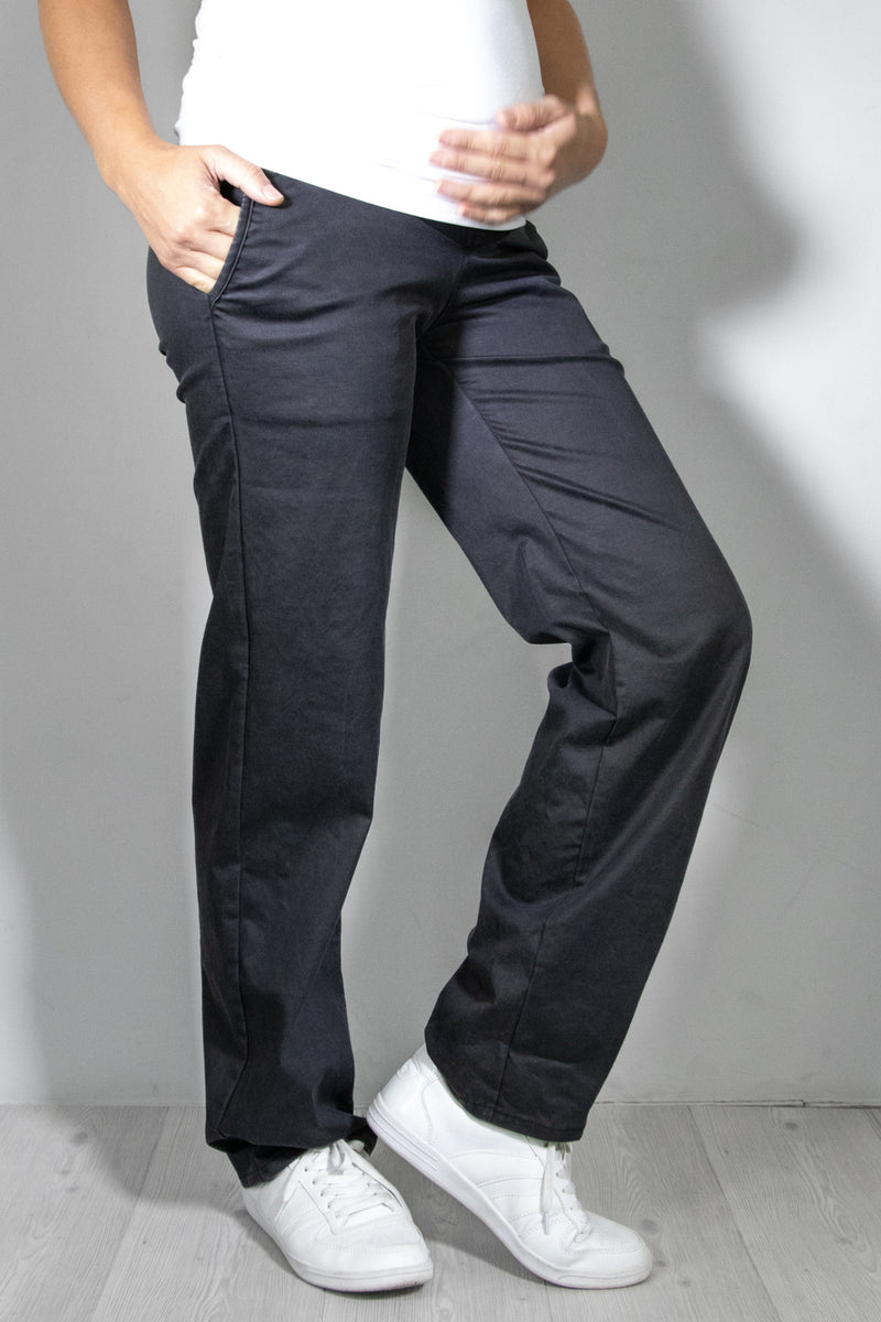 Jeans nosečniške hlače - ravne z žepi - antracit