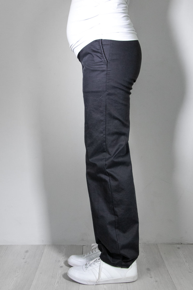 Jeans nosečniške hlače - ravne z žepi - antracit