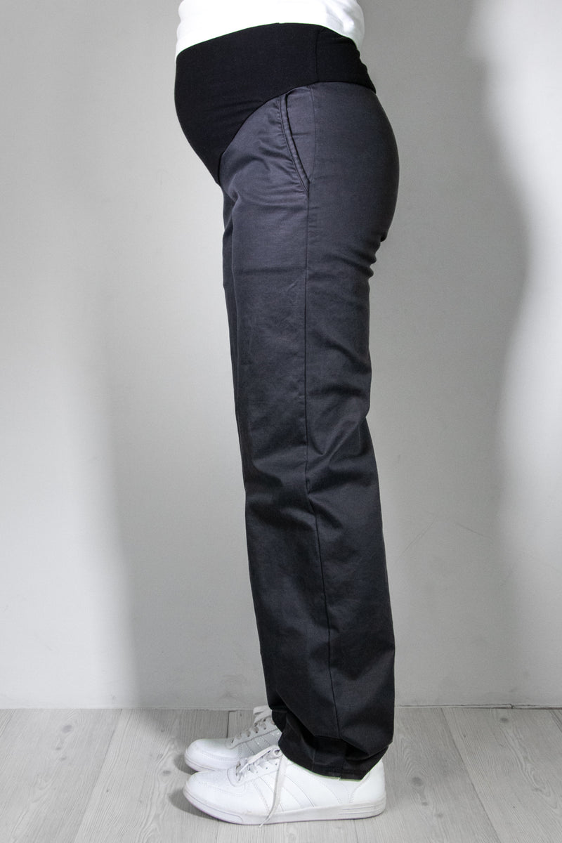 Jeans nosečniške hlače - ravne z žepi - antracit