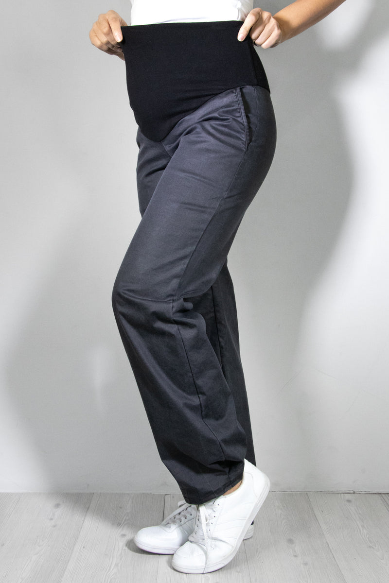 Jeans nosečniške hlače - ravne z žepi - antracit