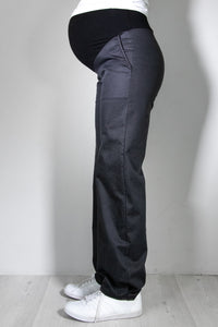 Jeans nosečniške hlače - ravne z žepi - antracit