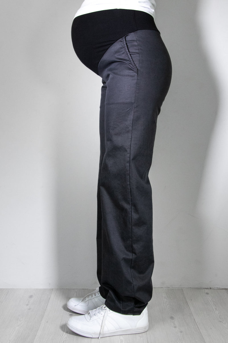 Jeans nosečniške hlače - ravne z žepi - antracit