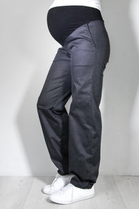 Jeans nosečniške hlače - ravne z žepi - antracit