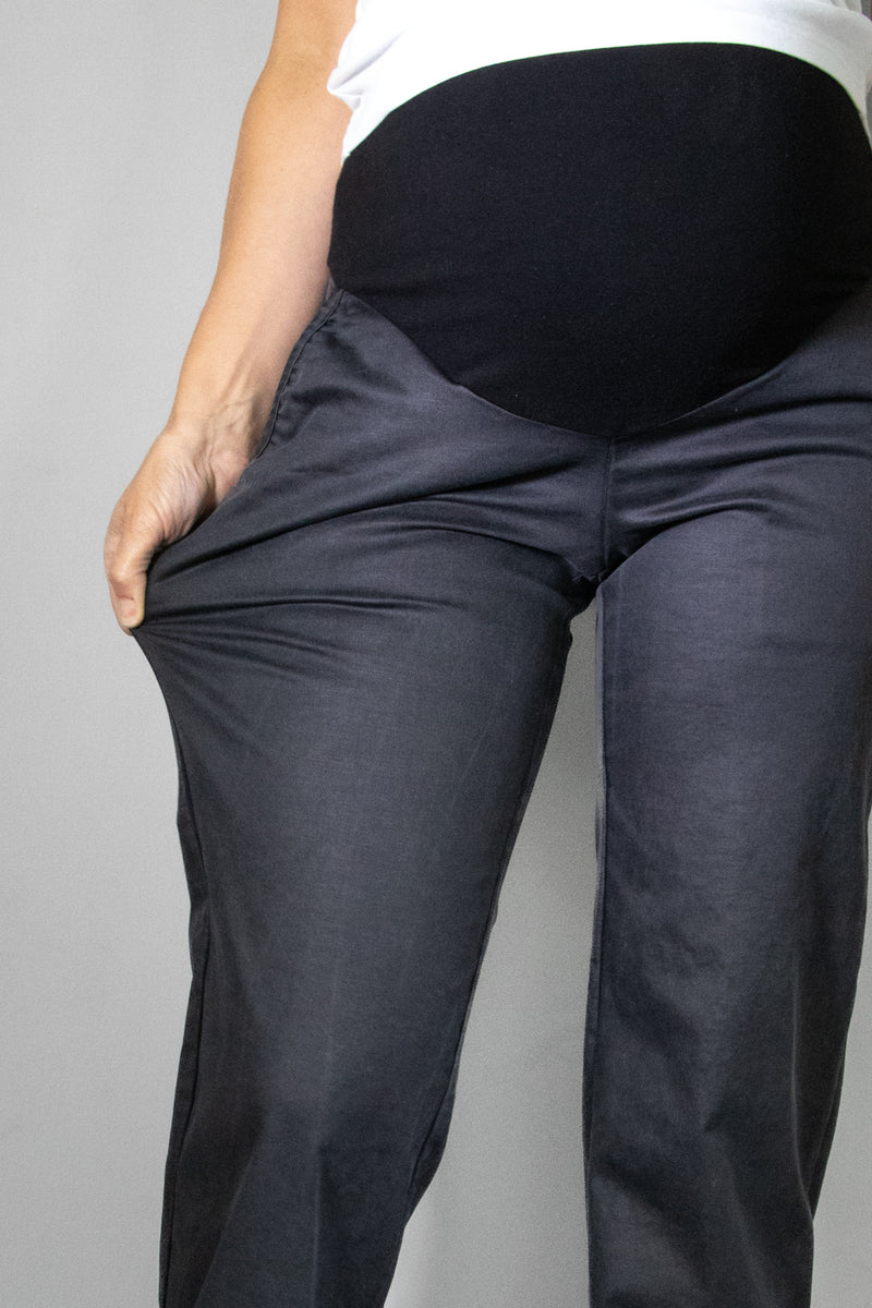 Jeans nosečniške hlače - ravne z žepi - antracit