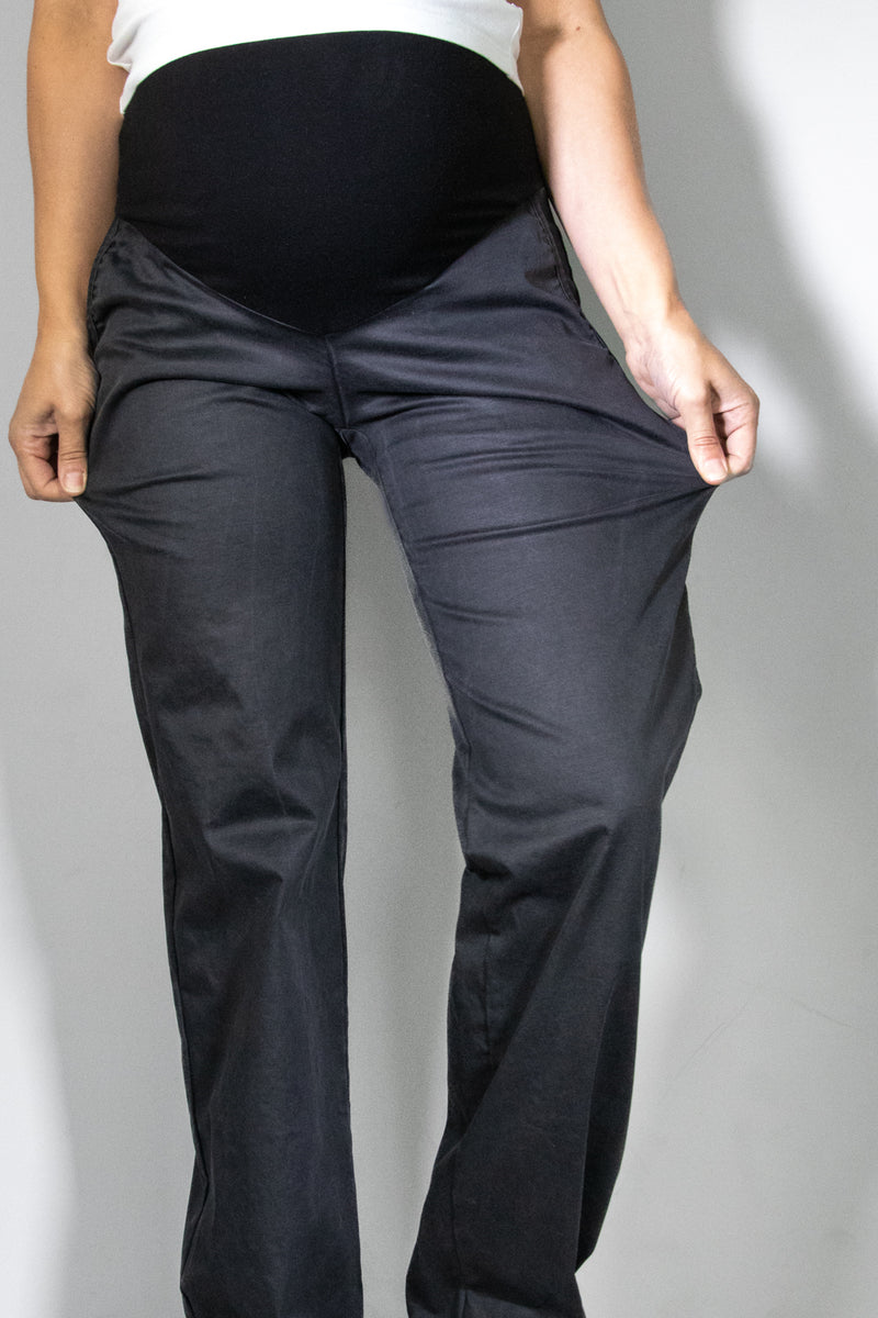 Jeans nosečniške hlače - ravne z žepi - antracit