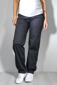Jeans nosečniške hlače - ravne z žepi - antracit