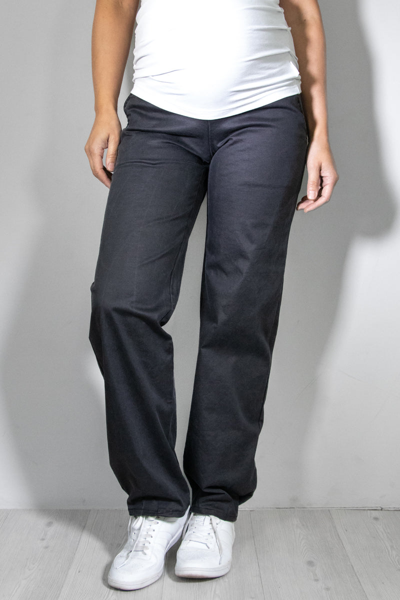 Jeans nosečniške hlače - ravne z žepi - antracit