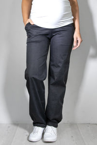 Jeans nosečniške hlače - ravne z žepi - antracit