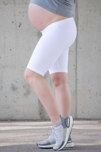 Nosečniške bombažne pajkice - kolesarke z nizkim pasom - bele