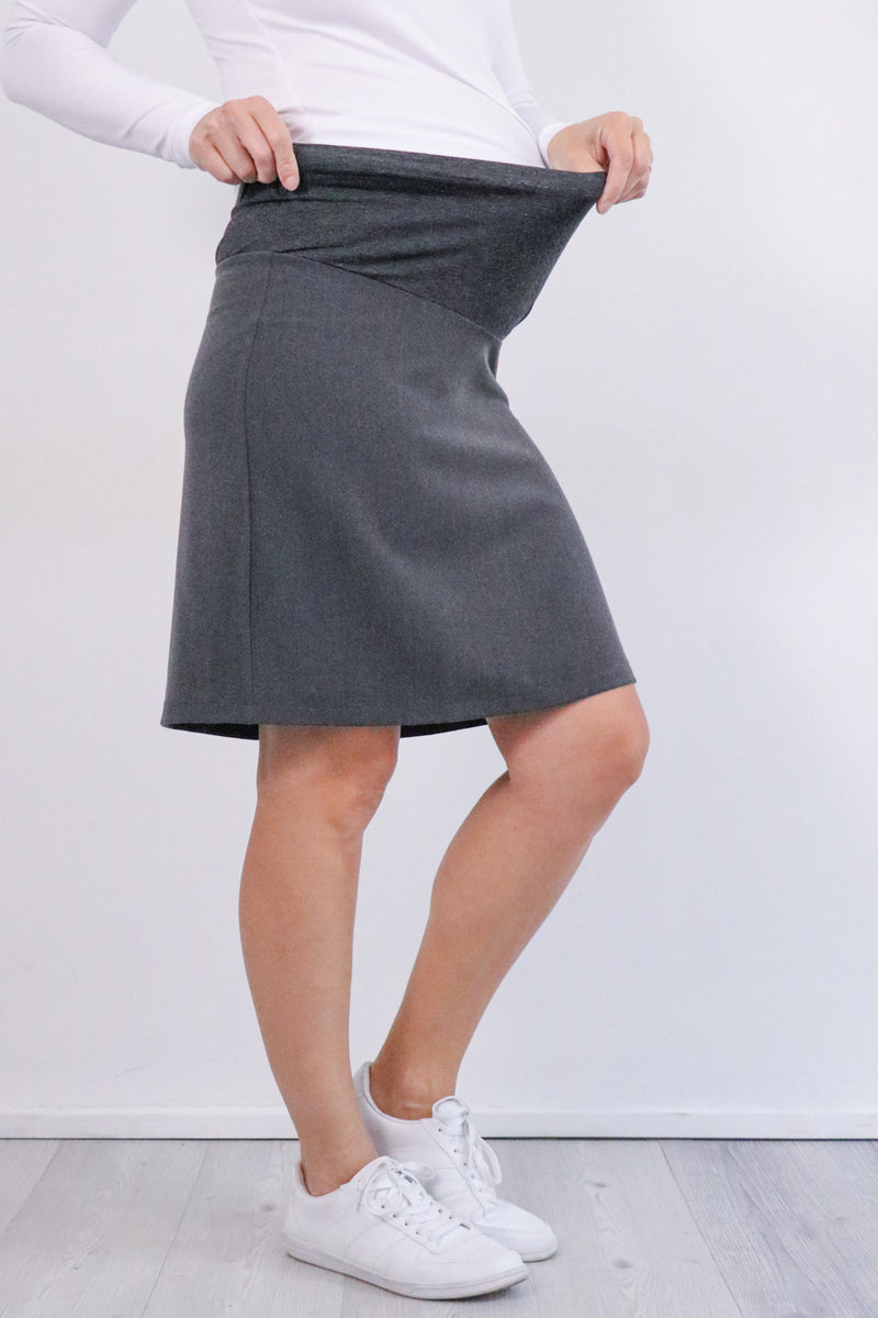 Nosečniško elegantno krilo - temno sivo