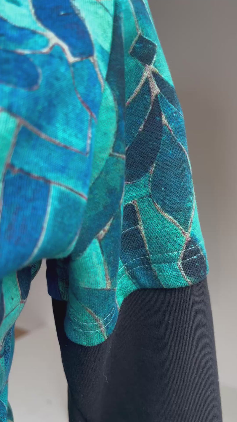 Pulover/tunika za nosečnost in dojenje z žepi - Turkiz