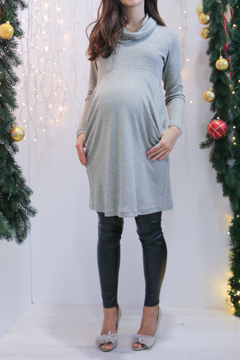 Nosečniška obleka z žepki- zlata